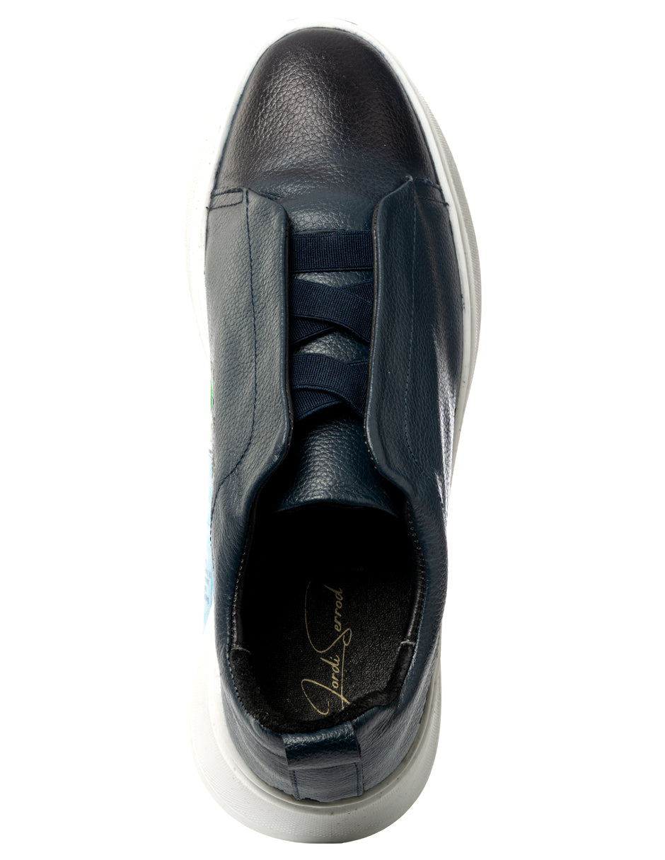 Tenis Casuales de Piel Serrod color Azul Marino